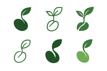 Nature-Inspired Logo Variations. Graphic design trends nature inspired design example. Icon set. Set Logo of Graphic design trends nature inspired design