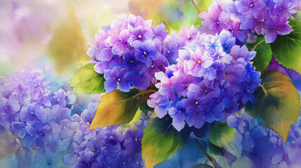 Elegant wedding invitation card background . Minimal hand painted watercolor Hydrangea flowers texture template background. Design for wedding, vip cover, poster, rsvp moderncard.Valentine's Day