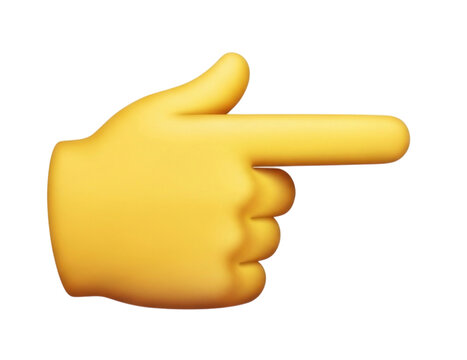 Yellow hand pointing right emoji transparent background cutout png
