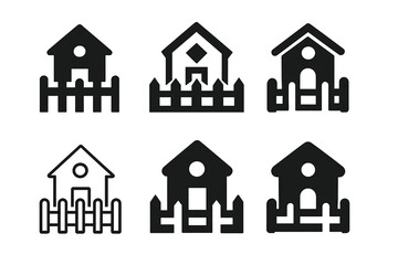 Naklejka premium Outdoor Playhouse Icons. Outdoor playhouse. Icon set. Set Logo of outdoor playhouse: fenced play area. harmonious logo variations of the same emblematic