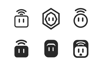 Smart Plug Icon Set. Smart plugs. Icon set. Set Logo of smart plugs: modern plug adapter. harmonious logo variations of the same emblematic concept, each with