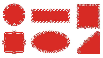 Festive Red and White Decorative Frames and Borders for Holiday and Celebration Designs