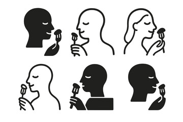 Mindful Eating Icons. mindful eating. Icon set. Set Logo of mindful eating: slow eating icon. harmonious logo variations of the same emblematic concept, each