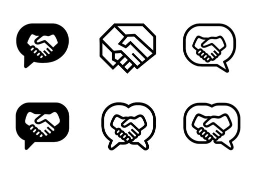 Trust Symbols Grid. Trust and honesty in communication between friends. Icon set. Set Logo of trust and honesty in communication between friends: two speech