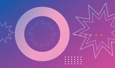 Geometric abstract colorful purple gradient background. with purple ring circle and minimalist star for creative design.