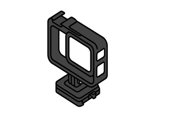Obraz premium Isometric action camera protective frame housing and mounting base accessory