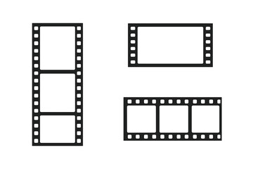 Black and white film strip frames and borders for cinema and photography concepts
