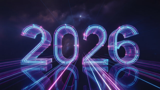 Futuristic Neon New Year 2026 Greeting