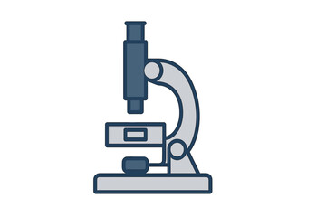Simple graphic representation of a laboratory microscope for scientific research