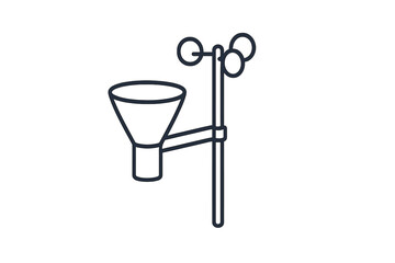 Meteorological instrument measuring precipitation and wind speed using a rain gauge and anemometer