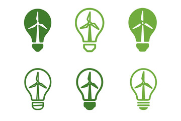 Green Innovation Icons. Green innovation. Icon set. Set Logo of green innovation: Wind turbine. harmonious logo variations of the same emblematic concept, each