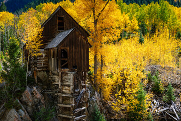 An abandoned mining mill near Crystal in Colorado