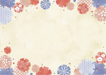 雪輪 Japanese Modern Watercolor Round Frame Soft pastel color Set