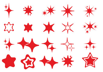 Obraz premium Retro futuristic sparkle icons collection. Set of star shapes. Abstract cool effect sign vector design. Templates for design, posters, projects, banners, logo, and business cards.