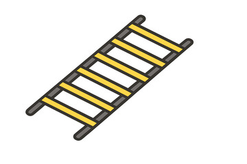 Portable climbing equipment ladder featuring yellow rungs and dark gray rails