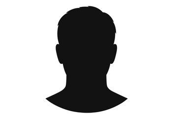 Anonymous black silhouette of a person's head and shoulders viewed from the back