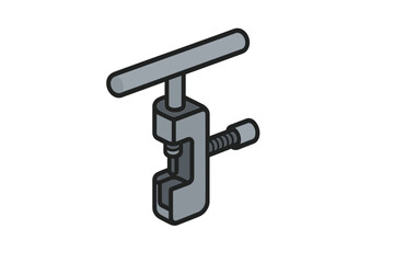 Gray C-clamp hand tool shown in isometric view for woodworking and mechanical tasks