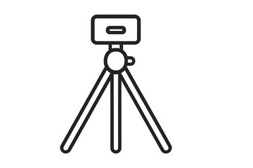 Camera secured on a portable tripod stand for professional video and photo shooting © icon_art