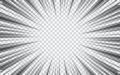 Manga comic radial lines with speed effect for comic books. Black and white explosion background.