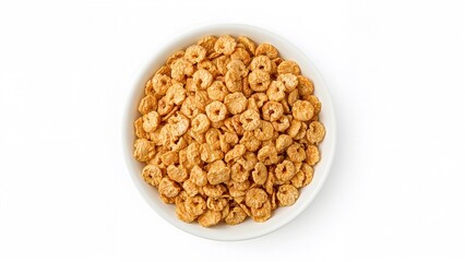 Fried pork rinds in a white bowl on a plain white background.