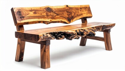 Rustic Wooden Bench with Natural Slabs and Grain Patterns in Handcrafted Organic Design