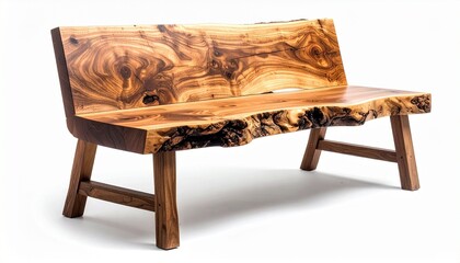 Rustic Wooden Bench with Natural Slabs and Grain Patterns in Handcrafted Organic Design