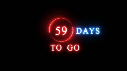 59 days countdown number illustration. Neon counting number text. Calendar date concept.