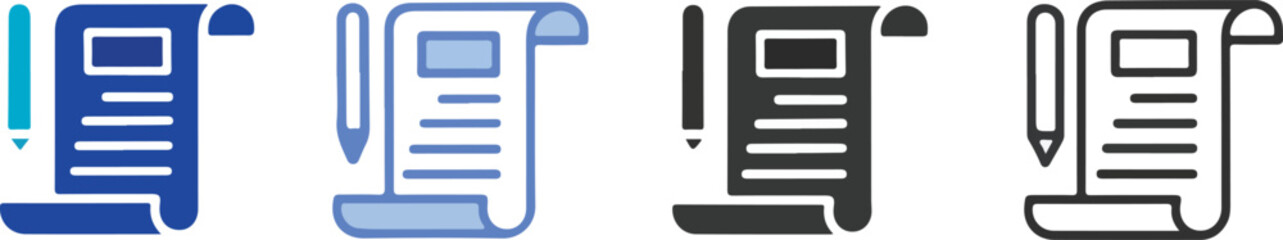 Contracts signed with a flourish, creative document illustrations for professional use, perfect for business and legal applications, engaging and modern designs
