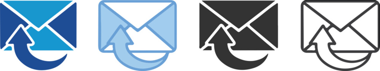 Versatile email reply icons for modern communication, showcasing multiple styles for app design and web interfaces, ensuring effective message management
