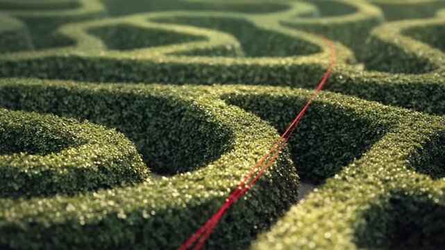 Video A maze with a red line guiding the way through