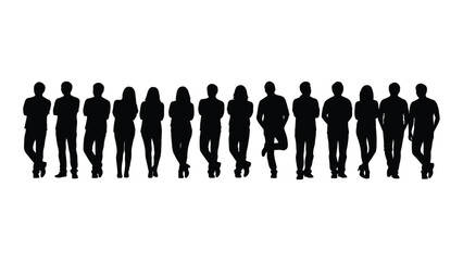 Diverse group of people silhouettes isolated on white background, Vector
