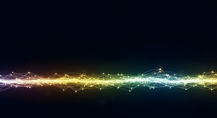 A vibrant, glowing network of interconnected nodes pulsates against a deep, enigmatic darkness.