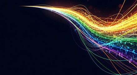 Dynamic display of vibrant light streaks flowing across a dark backdrop, creating a stunning visual effect.