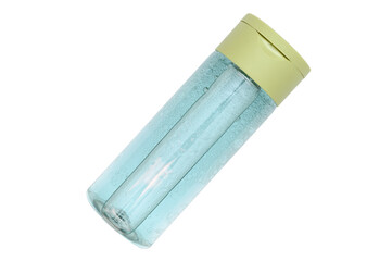 Blue makeup remover in a transparent container on a white background.