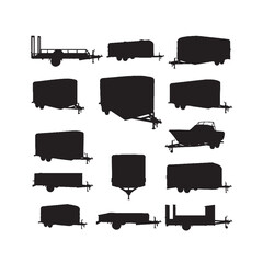 Mixed Utility Cargo Trailer Silhouette Set