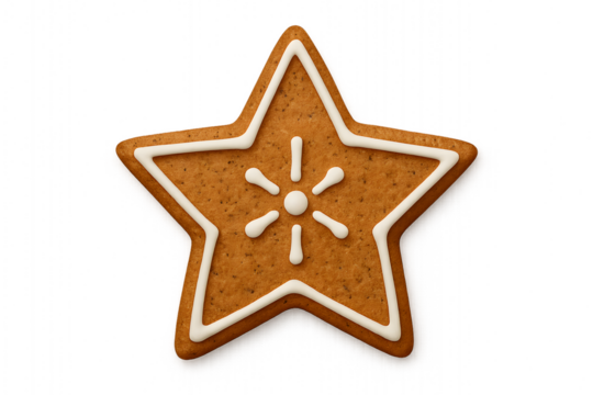 Gingerbread Star Cookie — Iced Christmas Treat (PNG) - Powered by Adobe