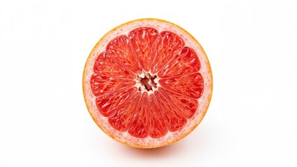 Grapefruit cut in half showing pink flesh and segments. Healthy fruit, citrus, and fresh produce. Food and nutrition concept. Juicy and flavorful.
