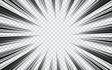 Naklejka premium Black and white style concentration line material for manga comic books.