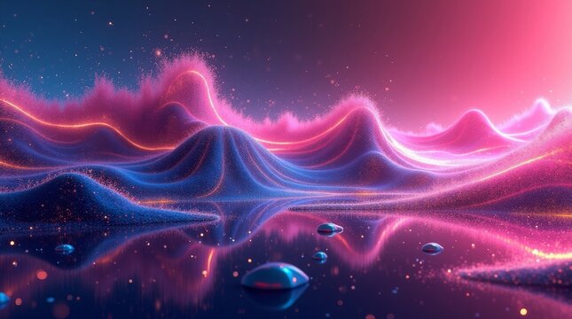 Glowing pink and blue abstract landscape image