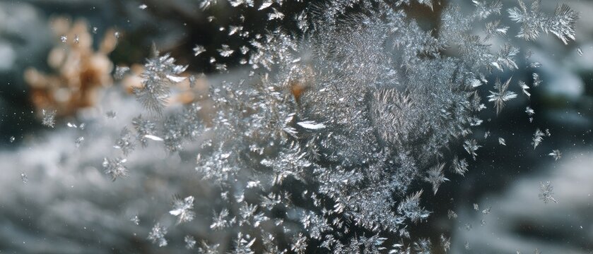 Beautiful abstract blue ice texture with frost and icicles creating a serene winter scene, perfect for minimalistic backgrounds - Powered by Adobe