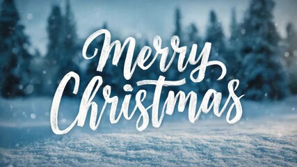 merry christmas text on snowy background illustrated animation - Powered by Adobe
