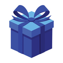 A 3D render of an isolated blue gift box with a white ribbon and bow, perfect for birthday, Christmas, or anniversary surprise celebration