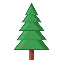 A green pine fir Christmas tree decoration isolated on white for winter holiday season celebration card