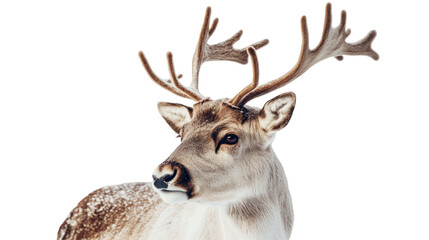 Majestic fallow deer buck with antlers isolated on transparent background