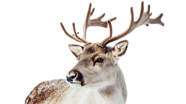 Majestic fallow deer buck with antlers isolated on transparent background