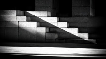 Fototapeta premium Geometric Concrete Blocks with Shadow and Light Composition