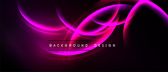 Abstract pink curves over black background. Modern design elements create dynamic visual effect. Text reads background design.