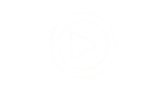 Play button icon, white triangle inside circle, simple media symbol, isolated on transparency background, modern minimal design, digital interface, technology concept