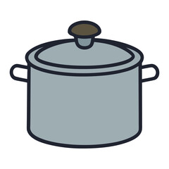 Stainless steel pots and pans are essential kitchen cookware for cooking food, often isolated on a white background