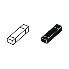 Two rectangular erasers one outline and one solid black